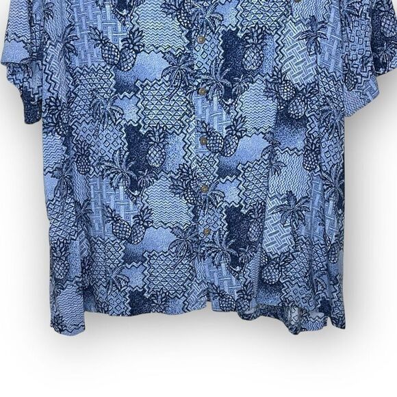 Batik Bay Pineapple Tropical Hawaiian Style Leisurewear Blue Shirt Men’s 3XB - Picture 4 of 9
